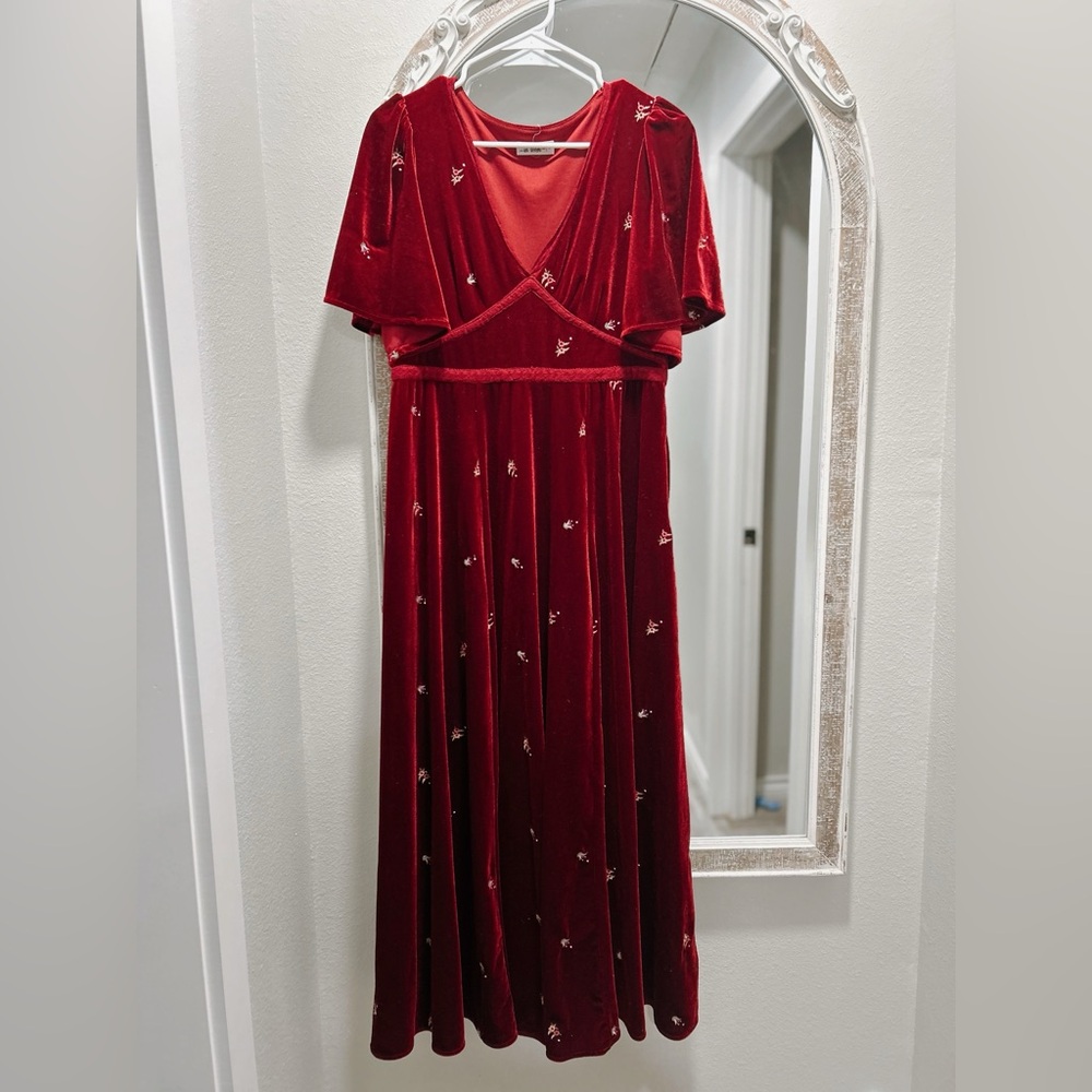 Chic Red Maxi Dress with Embellishments